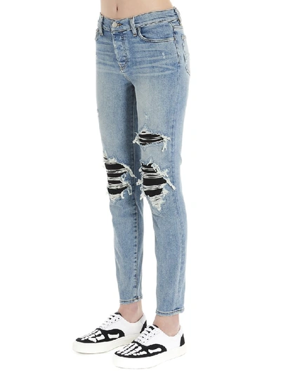 Shop Amiri Ripped Skinny Fit Jeans In Blue