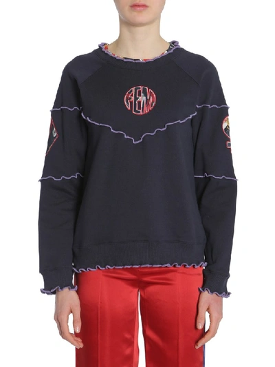 Shop Opening Ceremony Frill Trim Sweatshirt In Blue