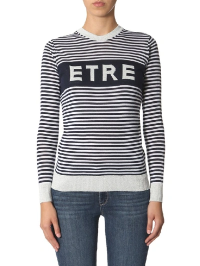 Shop Etre Cecile Etre Stripe Boyfriend Knit Sweater In Blue