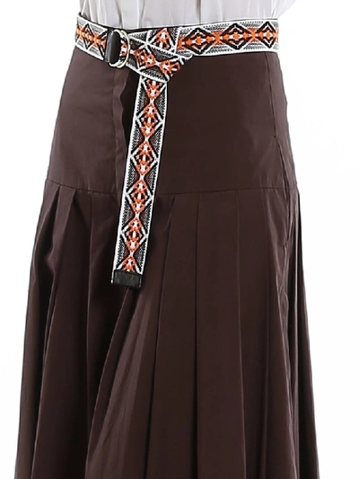 Shop Max Mara Studio Midi Skirt In Brown