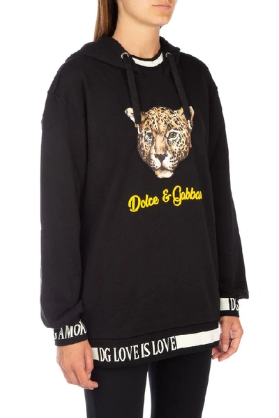 Shop Dolce & Gabbana Leopard Patch Hoodie In Black