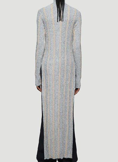 Shop Jil Sander Striped Knitted Dress In Grey