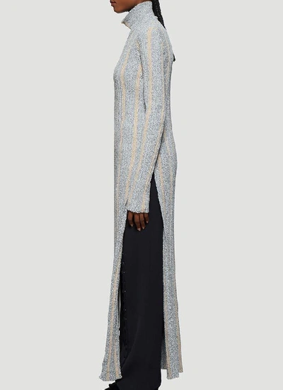 Shop Jil Sander Striped Knitted Dress In Grey