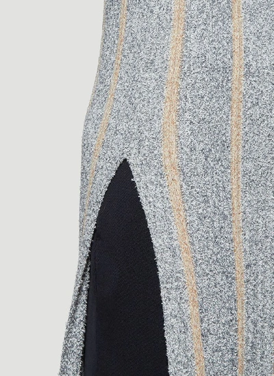 Shop Jil Sander Striped Knitted Dress In Grey