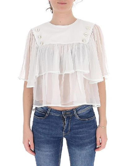 Shop Alberta Ferretti Tiered Blouse In White