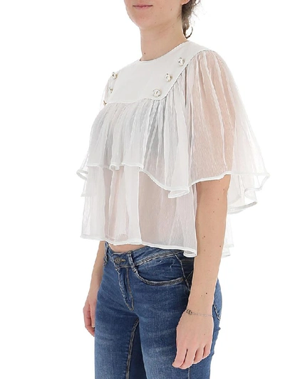 Shop Alberta Ferretti Tiered Blouse In White