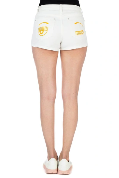 Shop Chiara Ferragni Flirting Denim Shorts In White