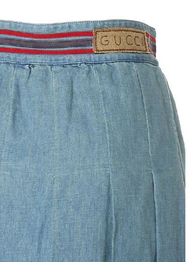 Shop Gucci Denim Midi Skirt In Blue
