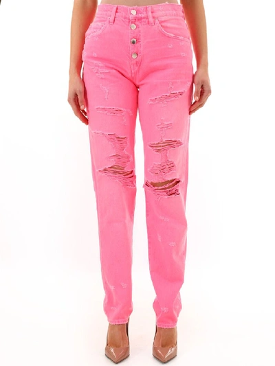 Shop Amiri Ripped Jeans In Pink