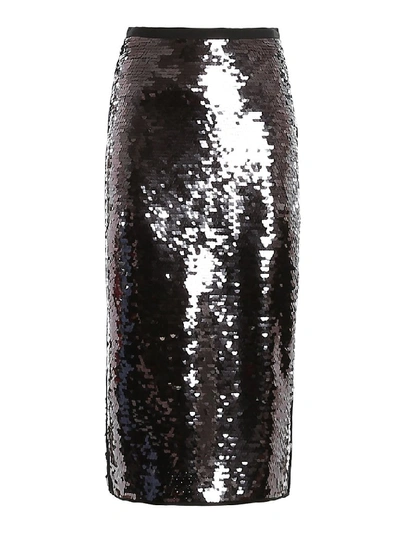 Shop Weekend Max Mara Sequinned Skirt In Black