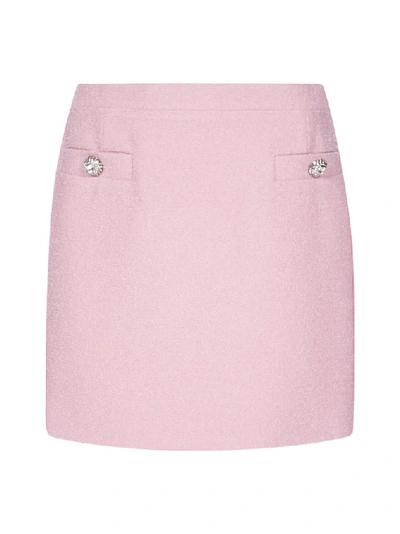 Shop Alessandra Rich Embellished Button Mini Skirt In Pink