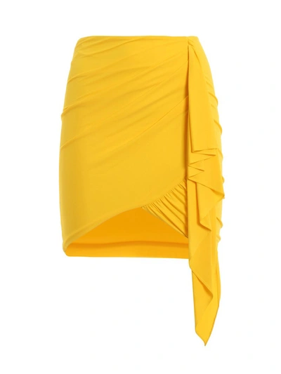 Shop Alexandre Vauthier Draped Waterfall Mini Skirt In Yellow