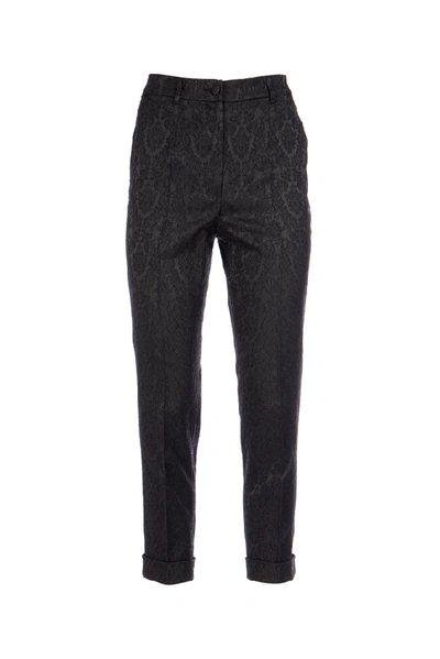 Shop Dolce & Gabbana Jacquard Cropped Trousers In Black