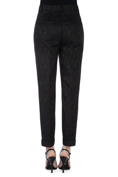 Shop Dolce & Gabbana Jacquard Cropped Trousers In Black