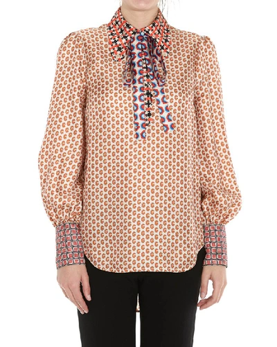 Shop Gucci All Over Printed Pussybow Blouse In Multi
