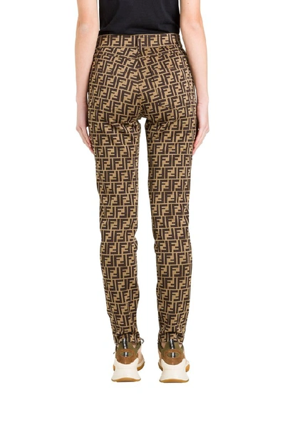 Shop Fendi Ff Monogram Pants In Brown