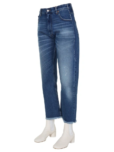 Shop Mm6 Maison Margiela Cropped Denim Jeans In Blue