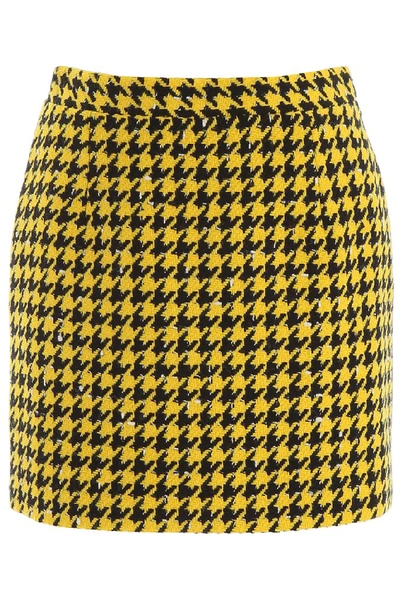 Shop Alessandra Rich Houndstooth Mini Skirt In Yellow