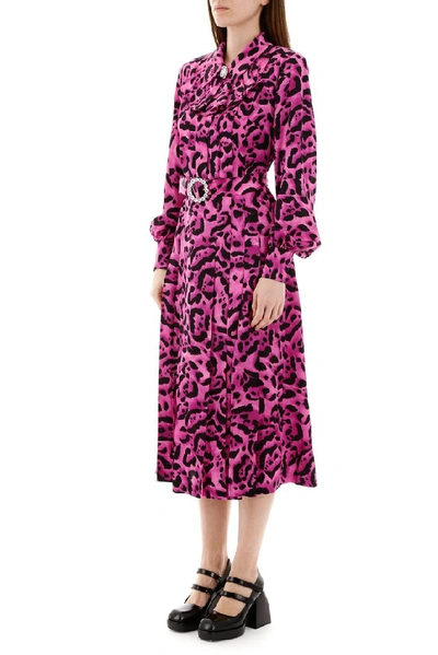 Shop Alessandra Rich Leopard Print Midi Dress In Purple