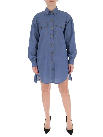 Shop Philosophy Di Lorenzo Serafini Oversized Denim Shirt Dress In Blue