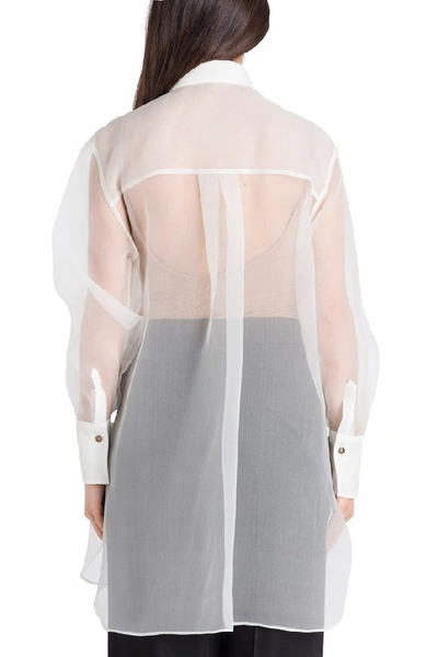 Shop Brunello Cucinelli Sheer Shirt In White