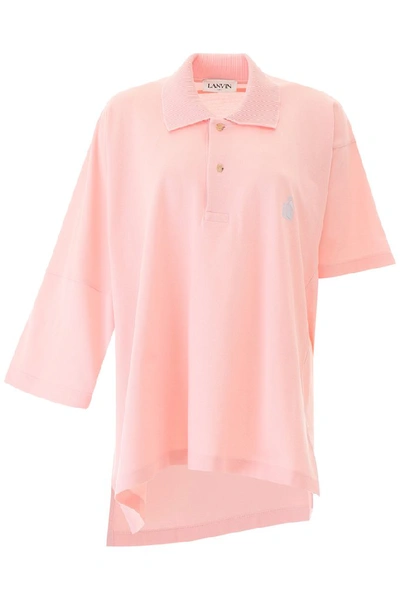 Shop Lanvin Oversized Asymmetric Polo Shirt In Pink