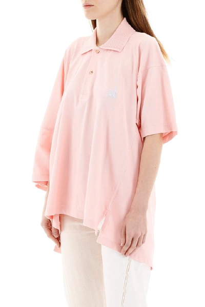 Shop Lanvin Oversized Asymmetric Polo Shirt In Pink