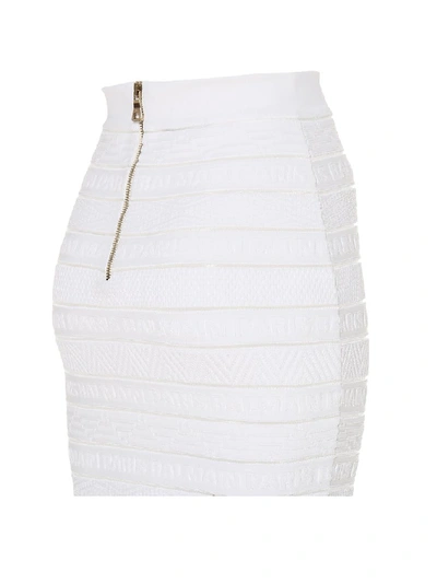 Shop Balmain Logo Tape Skirt In White