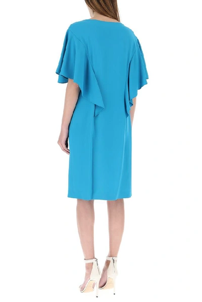 Shop Alberta Ferretti Ruffled Sleeve Dress In Blue