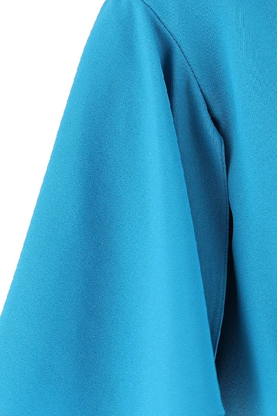 Shop Alberta Ferretti Ruffled Sleeve Dress In Blue