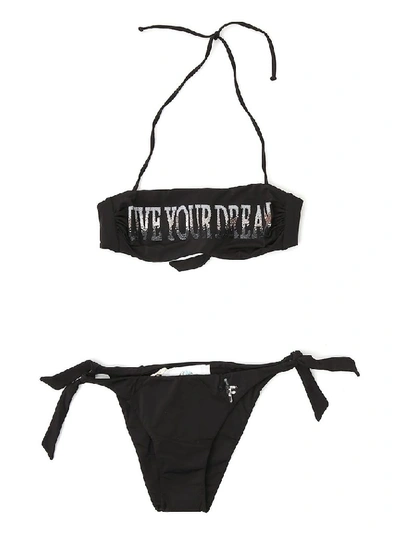 Shop Alberta Ferretti Sequinned Bikini In Black