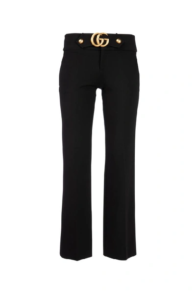 Shop Gucci Gg Belted Flare Pants In Black