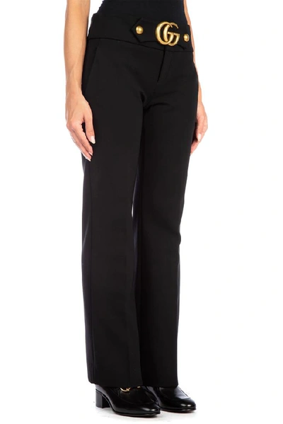 Shop Gucci Gg Belted Flare Pants In Black