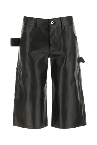 Shop Bottega Veneta Leather Bermuda Shorts In Black
