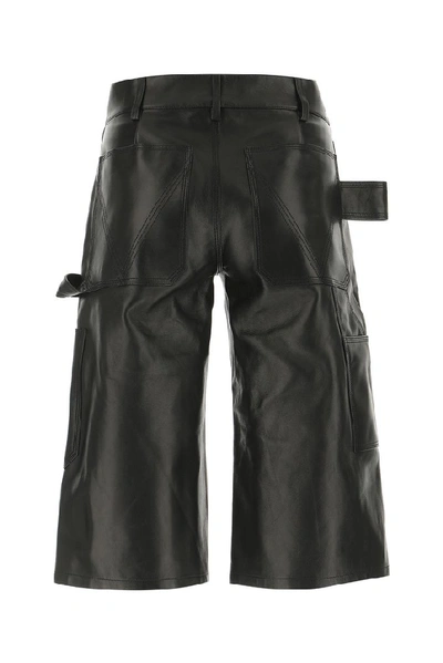 Shop Bottega Veneta Leather Bermuda Shorts In Black