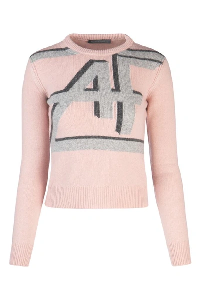 Shop Alberta Ferretti Logo Knitted Sweater In Red