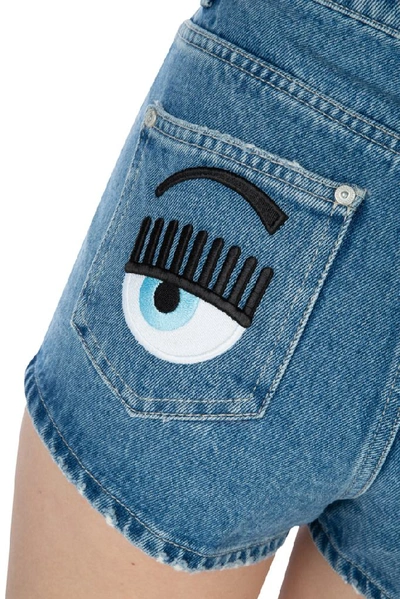 Shop Chiara Ferragni Flirting Denim Shorts In Blue