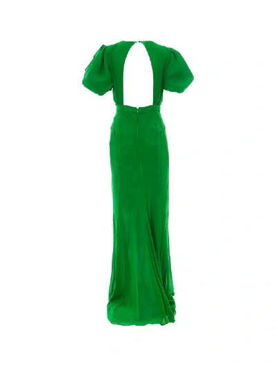 Shop Alessandra Rich Puff Sleeve Maxi Dress In Green