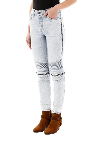 Shop Amiri Zipped Skinny Jeans In Blue