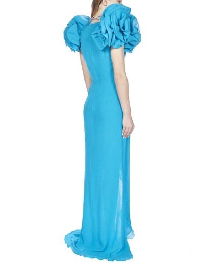 Shop Alessandra Rich Ruffled Maxi Dress In Blue