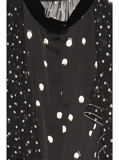 Shop Sacai Polka Dot Blouse In Black