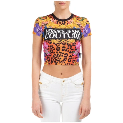 Shop Versace Jeans Couture Printed Cropped T In Multi