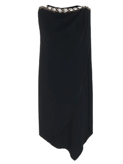 Shop Gucci Crystal Embellished Sleeveless Dress In Black
