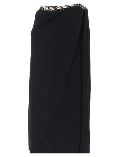 Shop Gucci Crystal Embellished Sleeveless Dress In Black