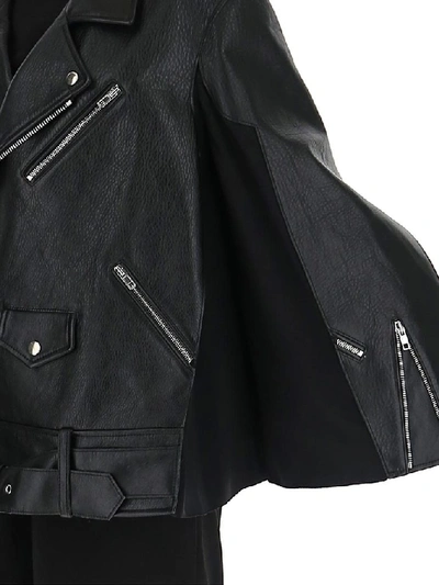 Shop Maison Margiela Batwing Leather Biker Jacket In Black