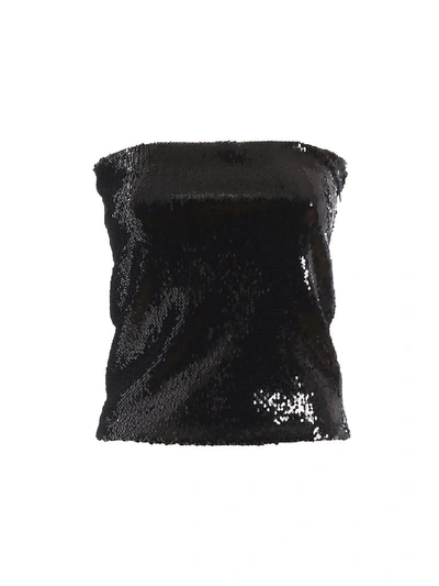 Shop Alexandre Vauthier Strapless Sequins Top In Black