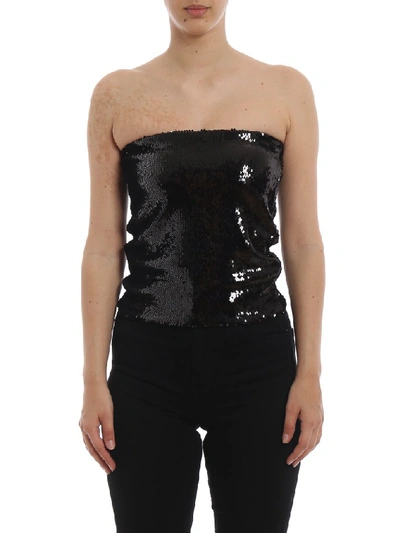 Shop Alexandre Vauthier Strapless Sequins Top In Black