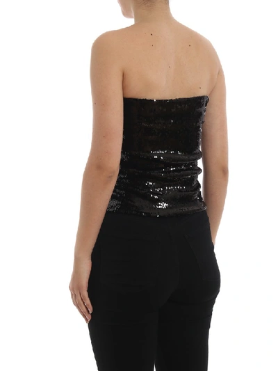 Shop Alexandre Vauthier Strapless Sequins Top In Black