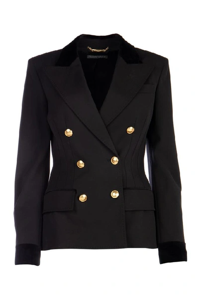 Shop Alberta Ferretti Double Breasted Blazer In Black