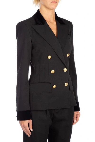 Shop Alberta Ferretti Double Breasted Blazer In Black